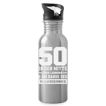 Cadeau amusant pour un 50e anniversaire - Gourde avec paille intégrée - argent clair - Droite