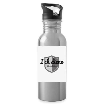T-Shirt I Serve & Protect - Water bottle with straw - silver - Right