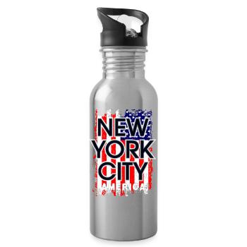 Conception du drapeau de la ville de New York - Gourde avec paille intégrée - argent clair - Droite