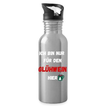 Weihnachtsbecher Spruchdesign Glühwein - Trinkflasche mit integriertem Trinkhalm - Lightsilver - Rechts