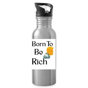 Birth to Wealth Designer Tea - Water bottle with straw - silver - Right