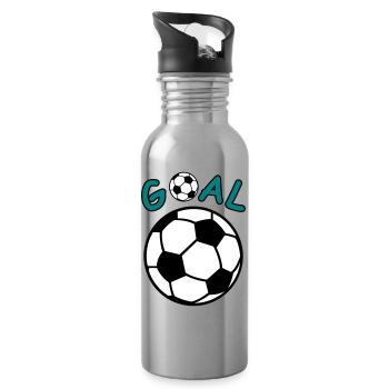 Football avec lettrage Goal - Gourde avec paille intégrée - argent clair - Droite