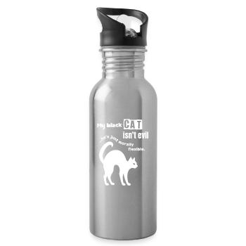 Black Cat isnt Evil - Water bottle with straw - silver - Right
