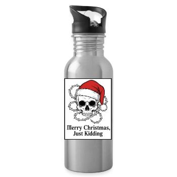 Christmas Skull - Water bottle with straw - silver - Right