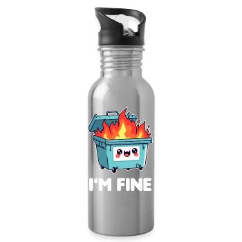 Kawaii Brennender Mülleimer - Trinkflasche mit integriertem Trinkhalm - Lightsilver - Rechts