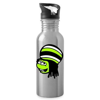 Frog Reggae Music Rasta Hair Hat Jamaica Fun - Water bottle with straw - silver - Right