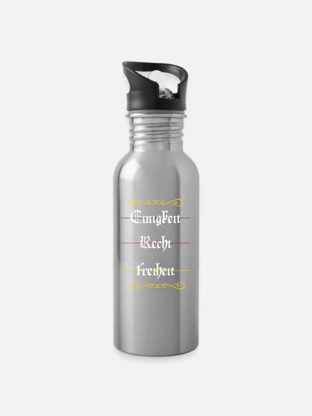 Einigkeit, Recht, Freiheit - Trinkflasche mit integriertem Trinkhalm - Lightsilver