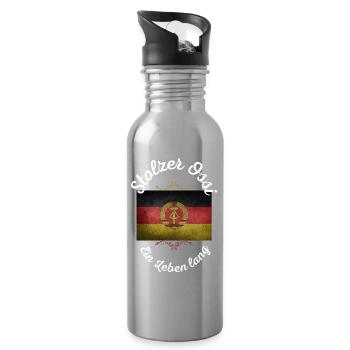 Proud East German - Water bottle with straw - silver - Right