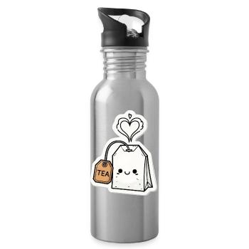 Sachets de thé kawaii avec vapeur de cœur - Gourde avec paille intégrée - argent clair - Droite
