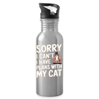 Tut mir leid, dass ich keine Pläne mit meiner Katze haben kann - Trinkflasche mit integriertem Trinkhalm - Lightsilver - Rechts