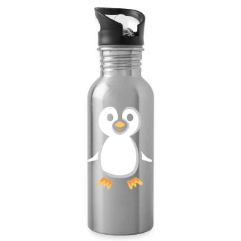 Süßer Cartoon-Pinguin Illustration - Trinkflasche mit integriertem Trinkhalm - Lightsilver - Rechts