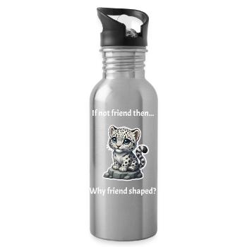 Schneeleopard in Freundschaftsform - Trinkflasche mit integriertem Trinkhalm - Lightsilver - Rechts