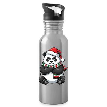 Grumpy Panda Weihnachtsmann Weihnachtsmütze  - Gourde avec paille intégrée - argent clair - Droite