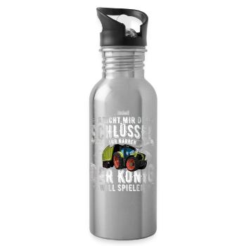 Landwirt - Trinkflasche mit integriertem Trinkhalm - Lightsilver - Rechts