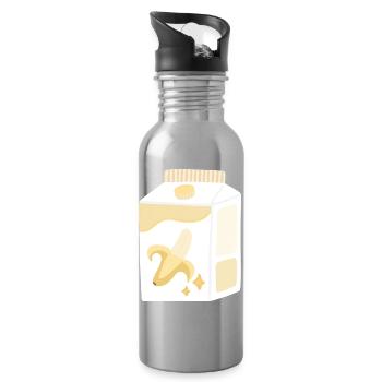 Carton de lait de banane - Gourde avec paille intégrée - argent clair - Droite