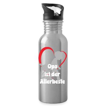 Grandpa is the very best grandpa with granddaughter - Water bottle with straw - silver - Right