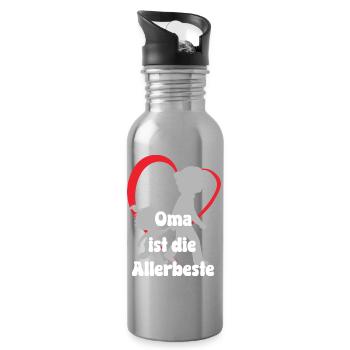 Grandma is the very best grandma with granddaughter - Water bottle with straw - silver - Right