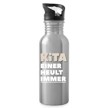 Kindergarten Someone is always crying - Water bottle with straw - silver - Right