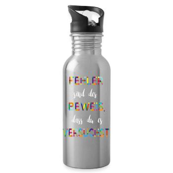 Fehler sind der Beweis – Motivationsspruch - Trinkflasche mit integriertem Trinkhalm - Lightsilver - Rechts
