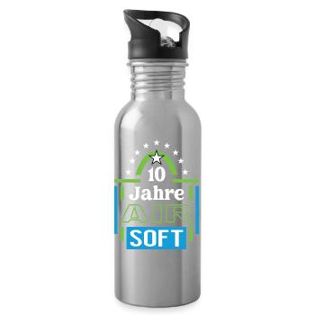 Airsoft Anniversary 10 Years Coach Player Jubi - Water bottle with straw - silver - Right