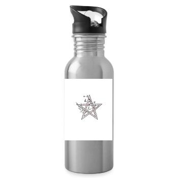 Floral Pentagramm Skizze - Trinkflasche mit integriertem Trinkhalm - Lightsilver - Rechts