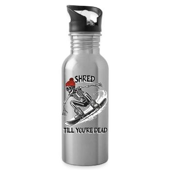 Skelett Snowboarder - Trinkflasche mit integriertem Trinkhalm - Lightsilver - Rechts