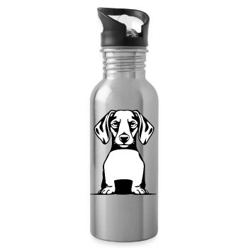 Dachshund T-shirt Geschenkidee - Trinkflasche mit integriertem Trinkhalm - Lightsilver - Rechts