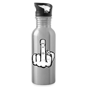 Mittelfinger Stinkefinger Design weiß used - Trinkflasche mit integriertem Trinkhalm - Lightsilver - Rechts
