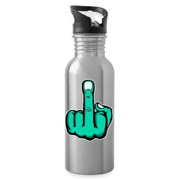Doigt d’honneur doigt puant design vert - Gourde avec paille intégrée - argent clair - Droite