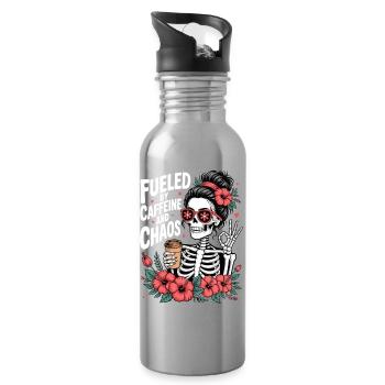 Mother Caffeine Mom Skeleton Coffee - Water bottle with straw - silver - Right