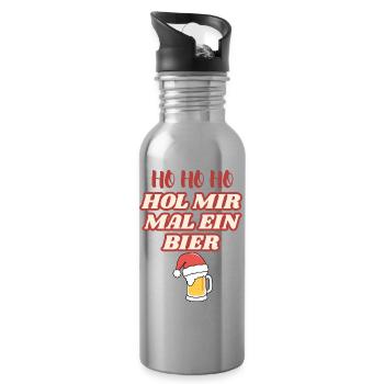 Ho Ho Ho Offrez-moi une bière - Gourde avec paille intégrée - argent clair - Droite