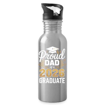 Stolzer Vater eines Absolventen des Jahres 2026 - Trinkflasche mit integriertem Trinkhalm - Lightsilver - Rechts