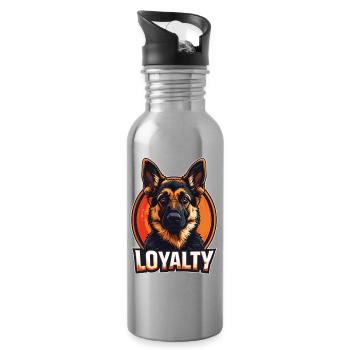 Loyauté – German Shepherd Design - Gourde avec paille intégrée - argent clair - Droite