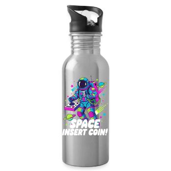 Space Insert Coin - Trinkflasche mit integriertem Trinkhalm - Lightsilver - Rechts