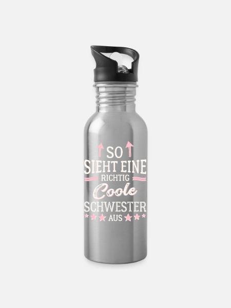 This is what a really cool sister looks like - Water bottle with straw - silver