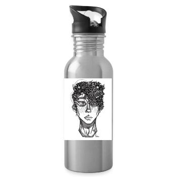 Doodle The Face - Trinkflasche mit integriertem Trinkhalm - Lightsilver - Rechts