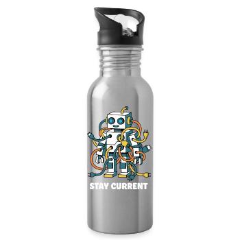 Stay Current Roboter Kabelkunst - Trinkflasche mit integriertem Trinkhalm - Lightsilver - Rechts