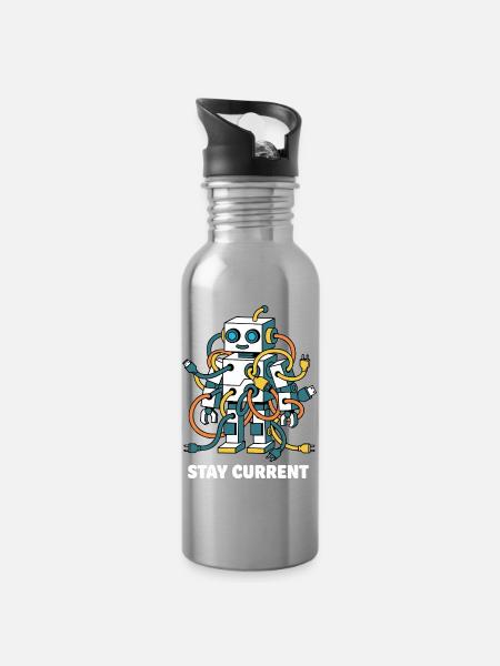 Stay Current Roboter Kabelkunst - Trinkflasche mit integriertem Trinkhalm - Lightsilver