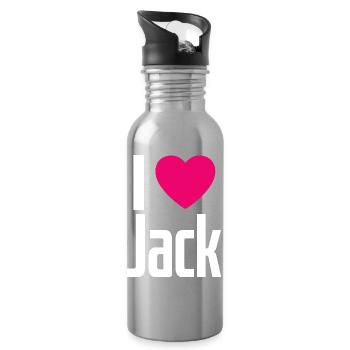 J’aime Jack Cœur Rose J’aime Jack - Gourde avec paille intégrée - argent clair - Droite
