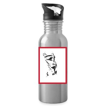 Female Portrait Ink - Water bottle with straw - silver - Right