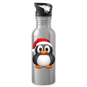Noël pingouin - Gourde avec paille intégrée - argent clair - Droite