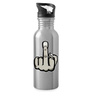 Middle Finger Stinky Finger Fuck You Design - Water bottle with straw - silver - Right