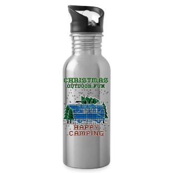 Christmas Camping - Water bottle with straw - silver - Right