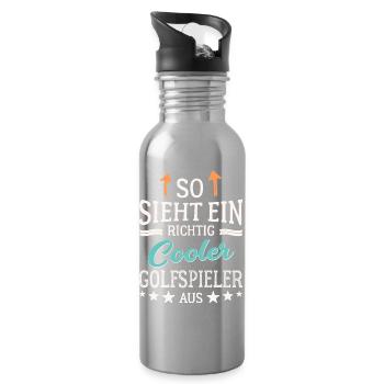 So sieht ein richtig cooler Golfspieler aus  - Trinkflasche mit integriertem Trinkhalm - Lightsilver - Rechts