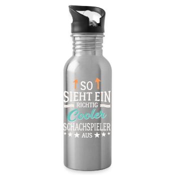 So sieht ein richtig cooler Schachspieler aus   - Trinkflasche mit integriertem Trinkhalm - Lightsilver - Rechts