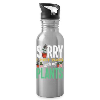Cadeaux pour les jardins et les amoureux des plantes - Gourde avec paille intégrée - argent clair - Droite