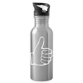 Daumen Hoch Outline - Trinkflasche mit integriertem Trinkhalm - Lightsilver - Rechts