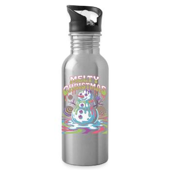 Bonhomme de neige de Noël fondant - Gourde avec paille intégrée - argent clair - Droite