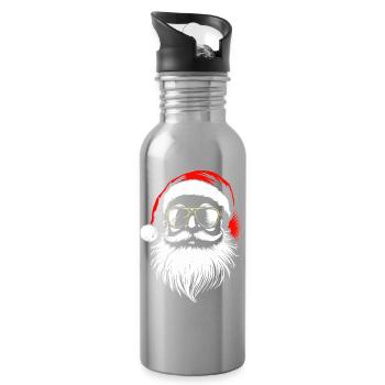 Père Noël cool, Père Noël, Père Noël - Gourde avec paille intégrée - argent clair - Droite
