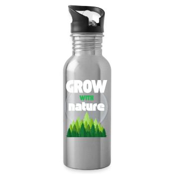 Mit der Natur wachsen - Trinkflasche mit integriertem Trinkhalm - Lightsilver - Rechts